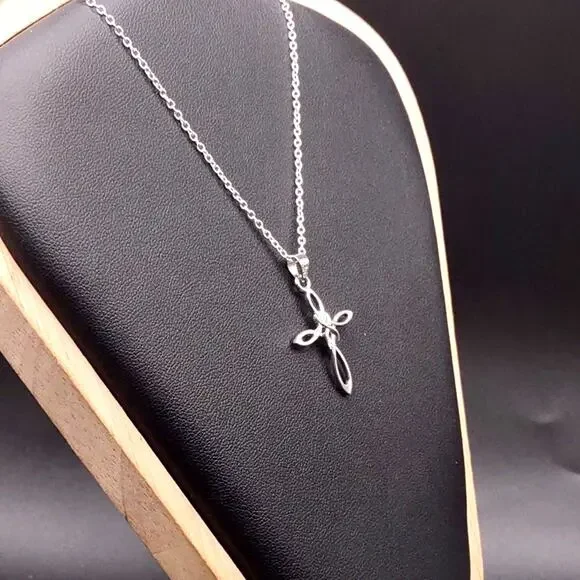 925 Silver Celtic Knot Cross Necklace Women's BOHO Christmas Anniversary Gift